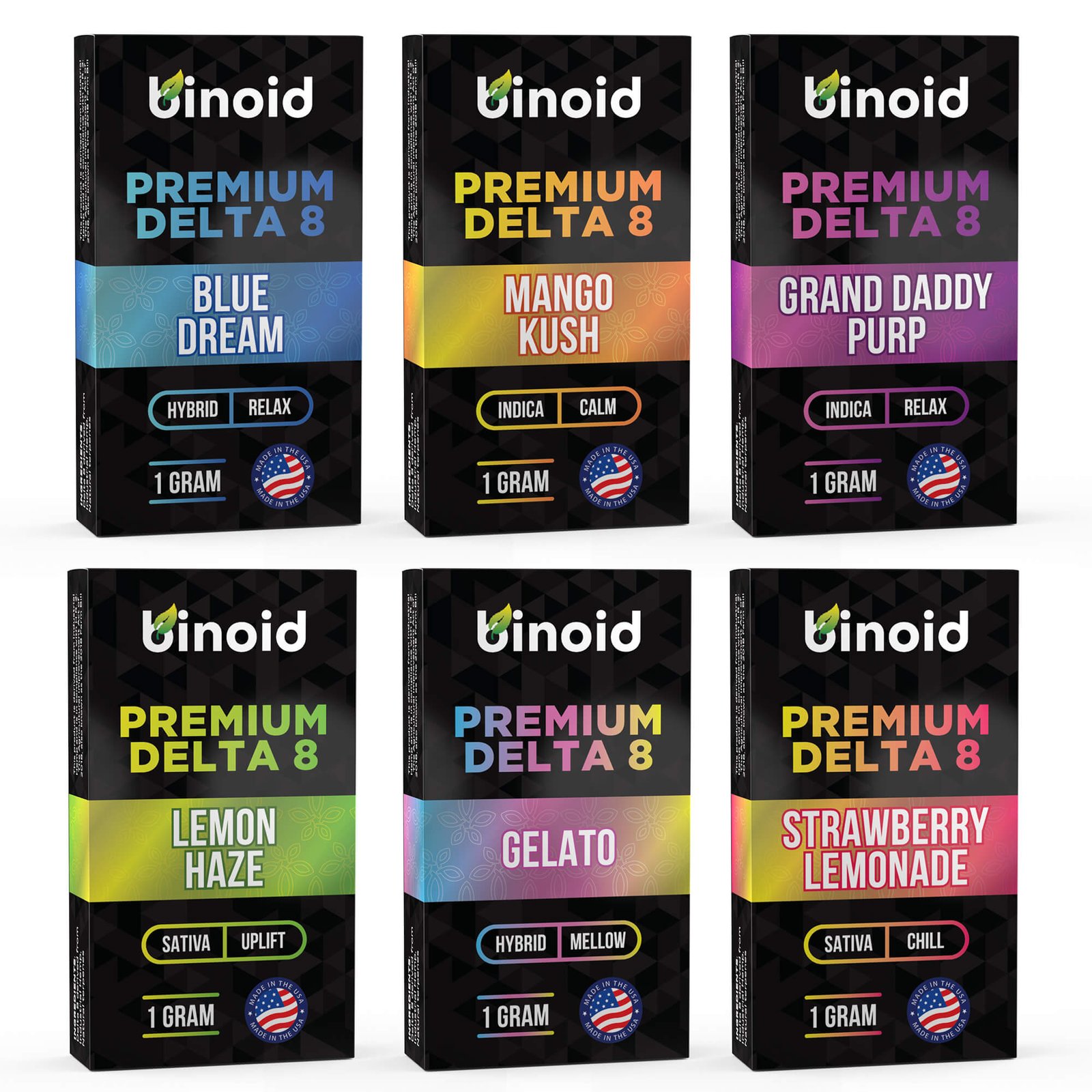 Binoid Delta 8 THC Vape Cartridges – Bundle 6 pack